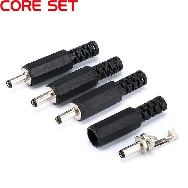10 szt. 3.5mm jack czarny 3.5mm x 1.35mm wtyk męski zasilacza prądu stałego
