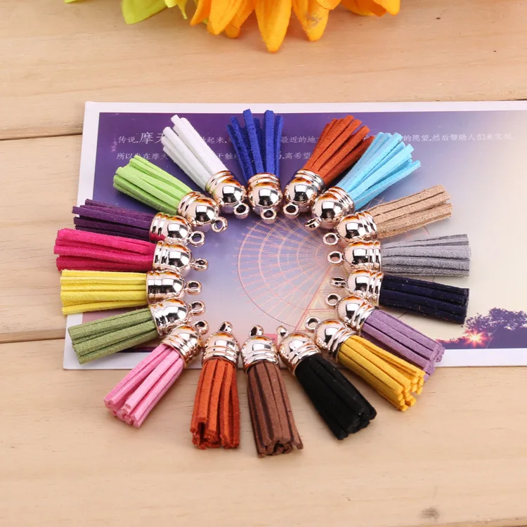 20Pcs/lot Suede Tassel Fringe DIY Clothing Package Key Chain Bag Findings Pendants Crafts Handmade Jewelry Making Accessories