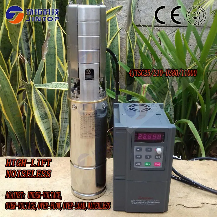 (MODEL 4JTSC25/210-D380/11000)JINTOP SOLAR PUMP 25T/H, 210M solar irrigation pumps centrifuged solar pump dc submersible pumps