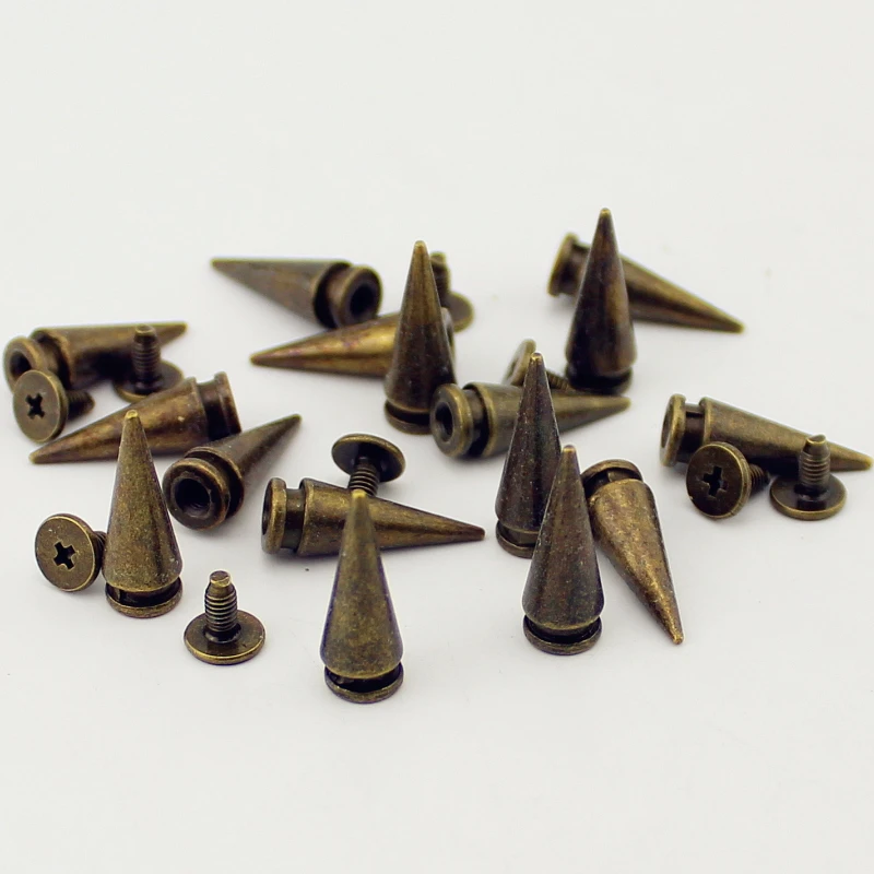 Multiple Size Bronze Rivets For Leather Craft Punk Studs and Spikes For Clothes Thorns Patch DIY Accessory With Screws