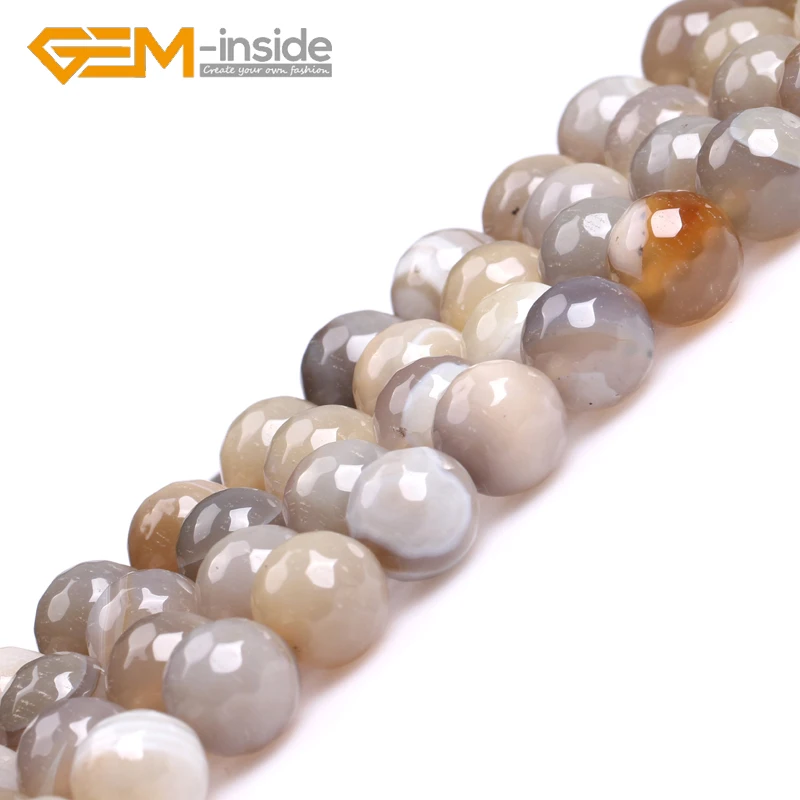 Natural Botswana Grey Faceted Agates Beads Natural Stone Beads Loose Bead For Bracelet Making Strand 15 inches DIY Wholesale