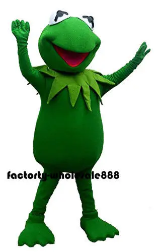 New Adulto Best Vendita Schiuma Kermit la Rana Cartone Animato di Fantasia Costume Della Mascotte Della Peluche Di Natale del Vestito Operato di Halloween Del Costume Della Mascotte