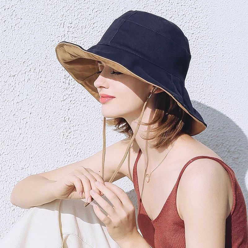 Fisherman's Hat Summer Double-sided Sunshade Bucket Cap Women Korean Version All-match Sun Protection Casual Fisher Caps H7124