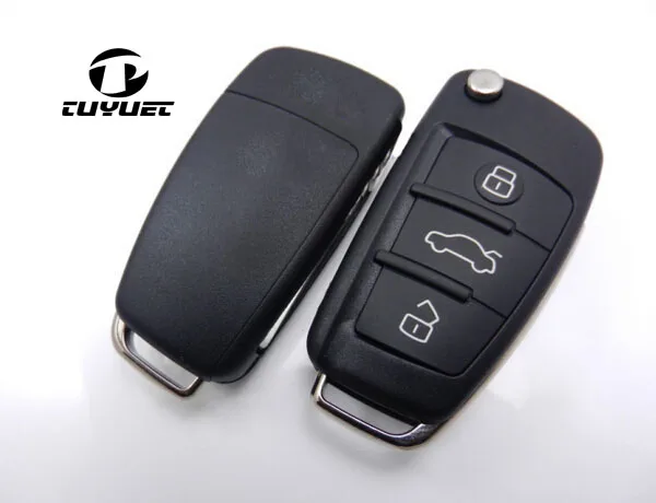 

1PCS/5PCS 3 Buttons Folding Flip Remote Key Shell For Audi A4L A6L Q7 Car Key Blanks Fob Case Uncut Blade