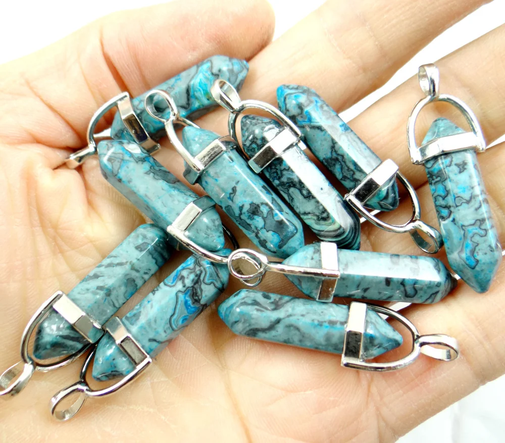 

Natural Stone Crazy Agates Crystal Quartz Pillar Pendants & Necklaces Making Jewelry Fashion Mixed Charm Point Pendant 30pcs/Lot