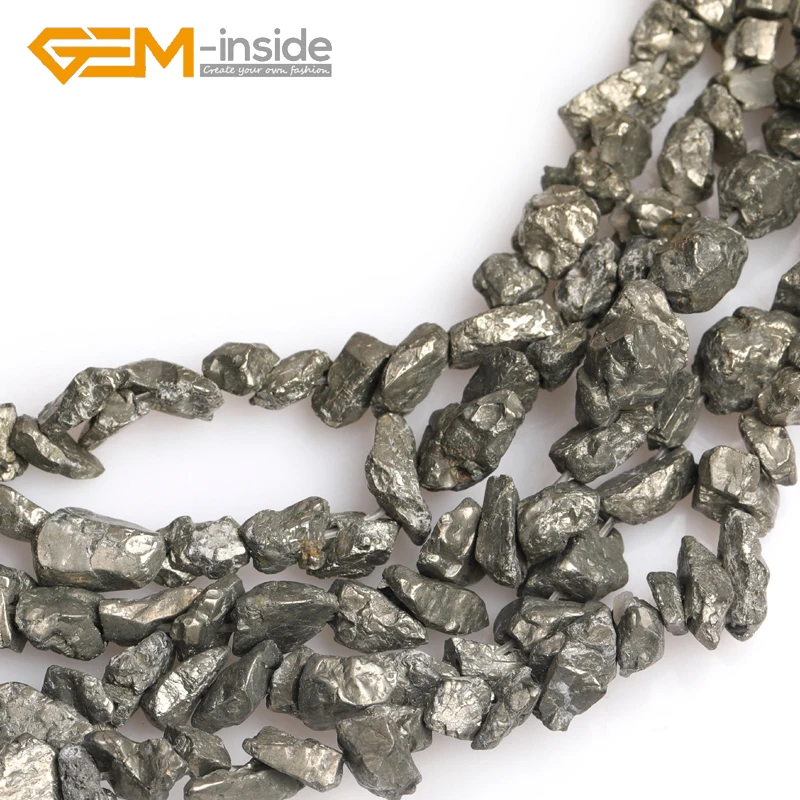 Natural Gray Pyrite Stone Freefrom Shape Strand Loose Beads For Bracelet Making DIY Strand 15 inches Wholesale