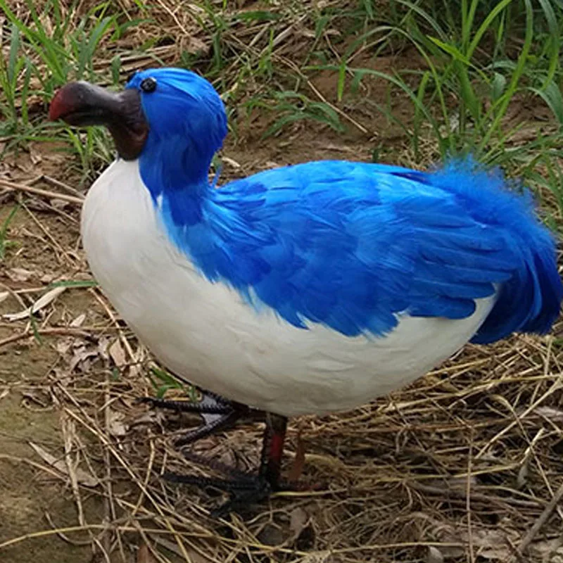 

simulation dodo foam&blue feathers bird large 32x25cm dodo hard model prop craft home garden decoration s2639