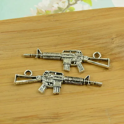 rifle/long machine gun/shooter/AK47/weapon shape antique silver alloy vintage jewelry making accessories findings bracelet beads