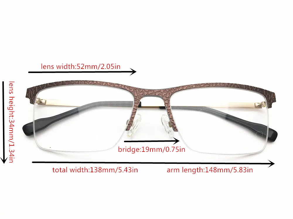 2019  New Arrival Half Rimless Alloy  Brown Color Stone Material Front Rim Optical Eyeglasses Frame for Men and Women Eyewear