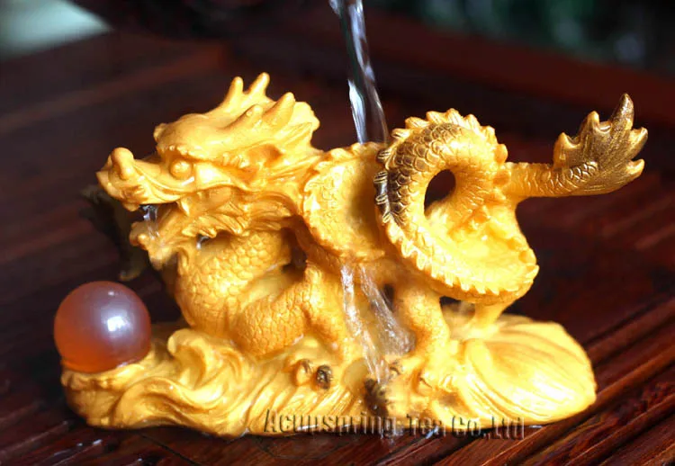 Allochroic Mascot, Golden Dragon, Fengshui, Best Gifts, Novel present, arts & Crafts,Ornament will change color, tea pet, S1168D