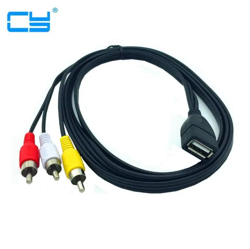 5ft 1.5m 0.2m 0.5m USB A kobieta do 3 RCA Phono kabel AV prowadzić PC TV Aux Audio wideo kabel adapter 150cm