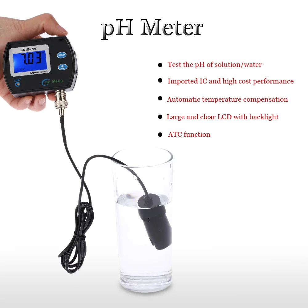 

Mini Online Water Quality Tester pH Meter aquarium water Monitor Analyzer meter with Temperature Compensation ATC Function