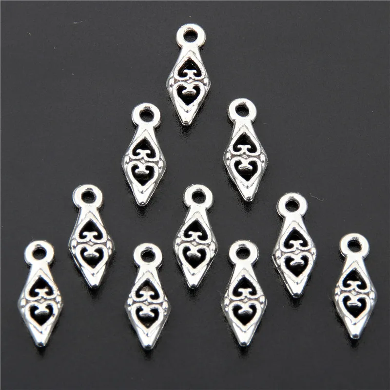 100pcs New Design Double Heart Metal Charms Pendant For Women Jewelry Accessories A2676