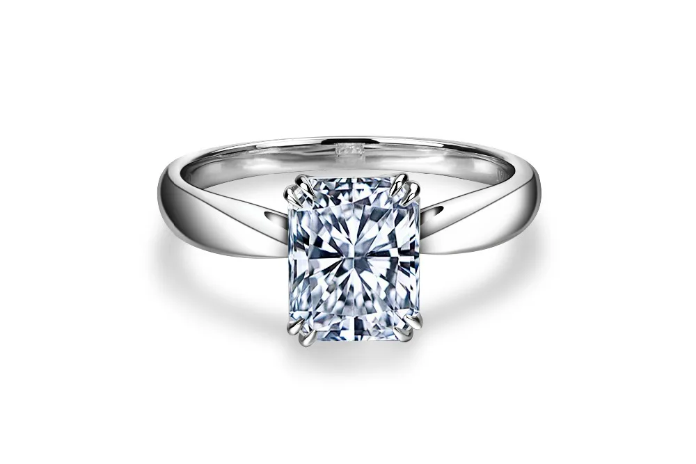 

Moissanite Jewelry 18k White Gold EF Color 9x7mm Radiant Cut Moissanites Ring Engagement Ring