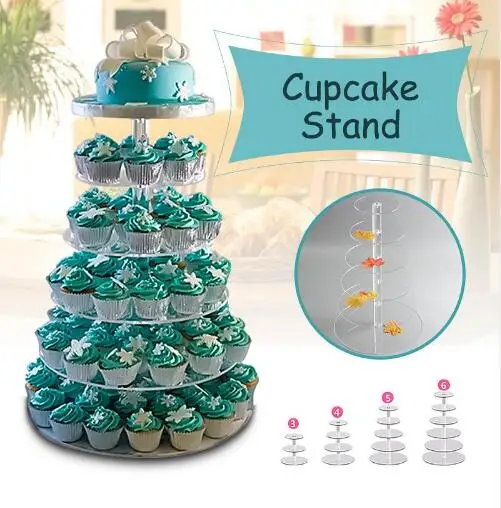 Adeeing 3/4/5/6  Layers Acrylic Cake Stand Clear Wedding Party Cupcake Pastry Tower Display Tower Wedding Birthday Party