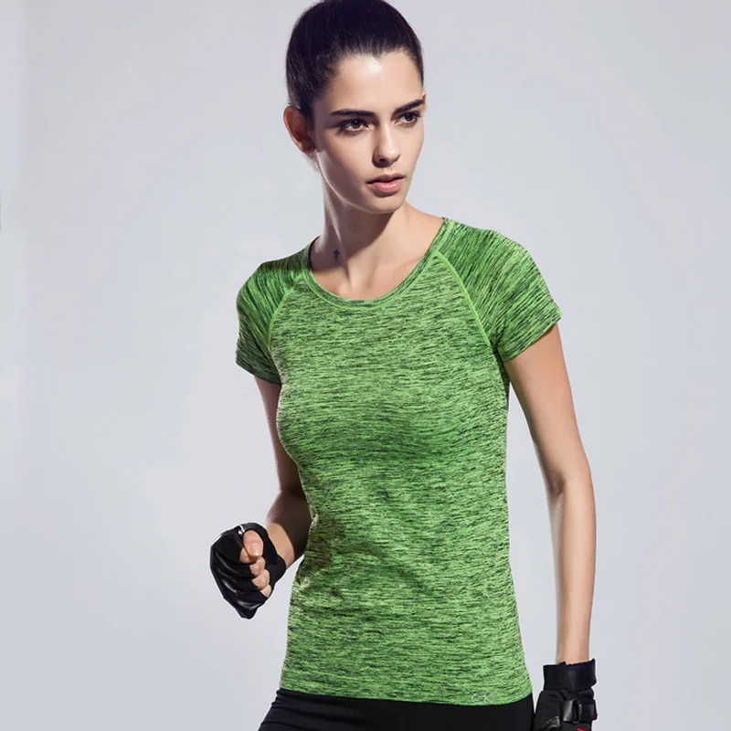 Women Yoga Shirts Sports Shirt Quick Drying Yoga Top Short-sleeved Fitness Running T-shirt Tees Jogging Sportswear Sport Shirt