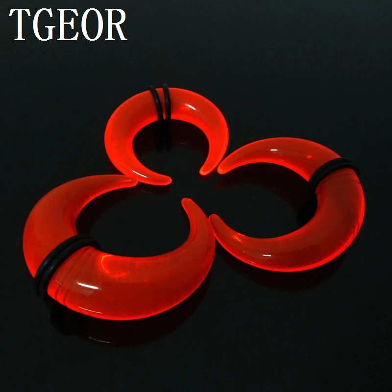 NICE 1 pair mixed 3 gauges big size horseshoe ear expander acrylic piercing mixed clear color ear taper Fashion