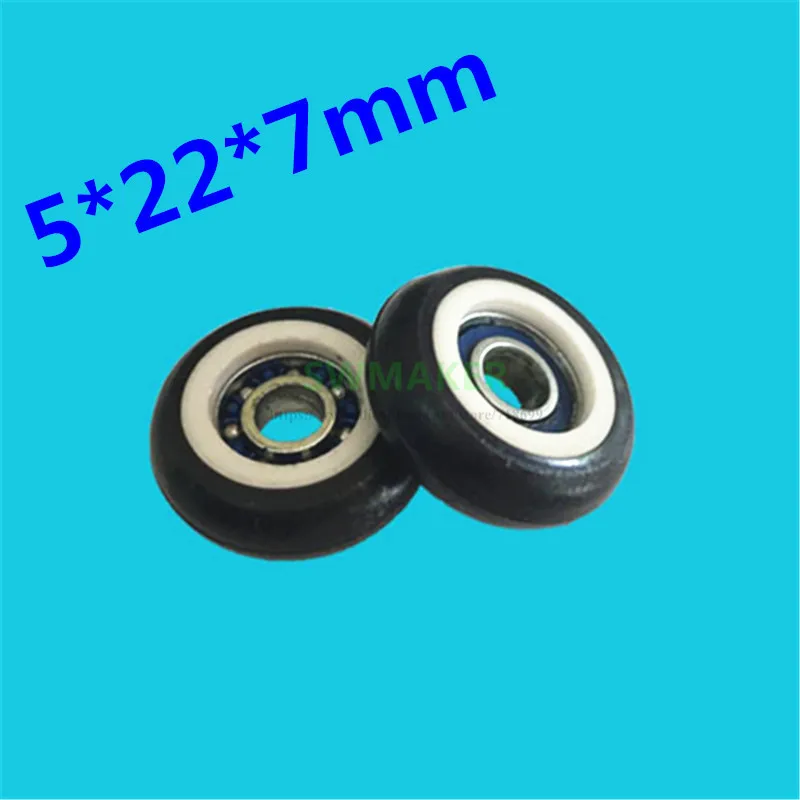 SWMAKER 5*22*7mm black/blue/white R type injection molded door and window pulley embedded 695/625ZZ bearing inner diameter 5mm