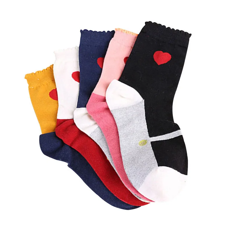 

5pairs Women Short Sock Meias New Cute Love Heart Socks Breathable Deodorant Casual Fashion Autumn Winter Lady Cotton Socks