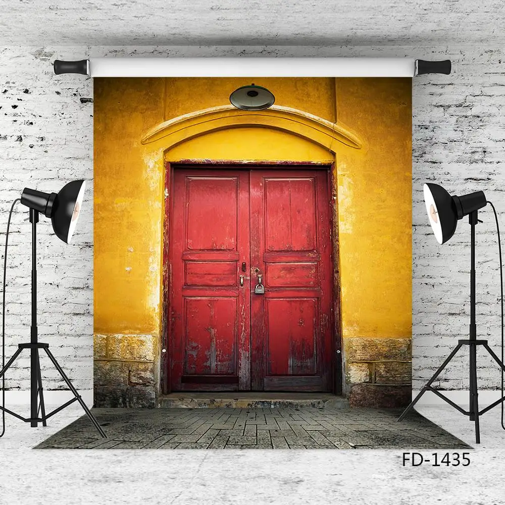 Photo Studio Photographic Background Retro Red Door Wall Fabric Vinyl Photo Backdrops for sale Photography Baby Child Photocall