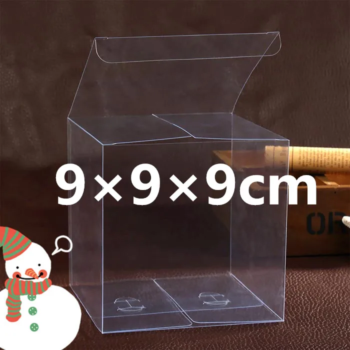 100pcs 9*9*9cm Transparent Waterproof PVC Boxes Packaging Small Plastic Clear Box Storage For Food/jewelry/Candy/Gift/cosmetics