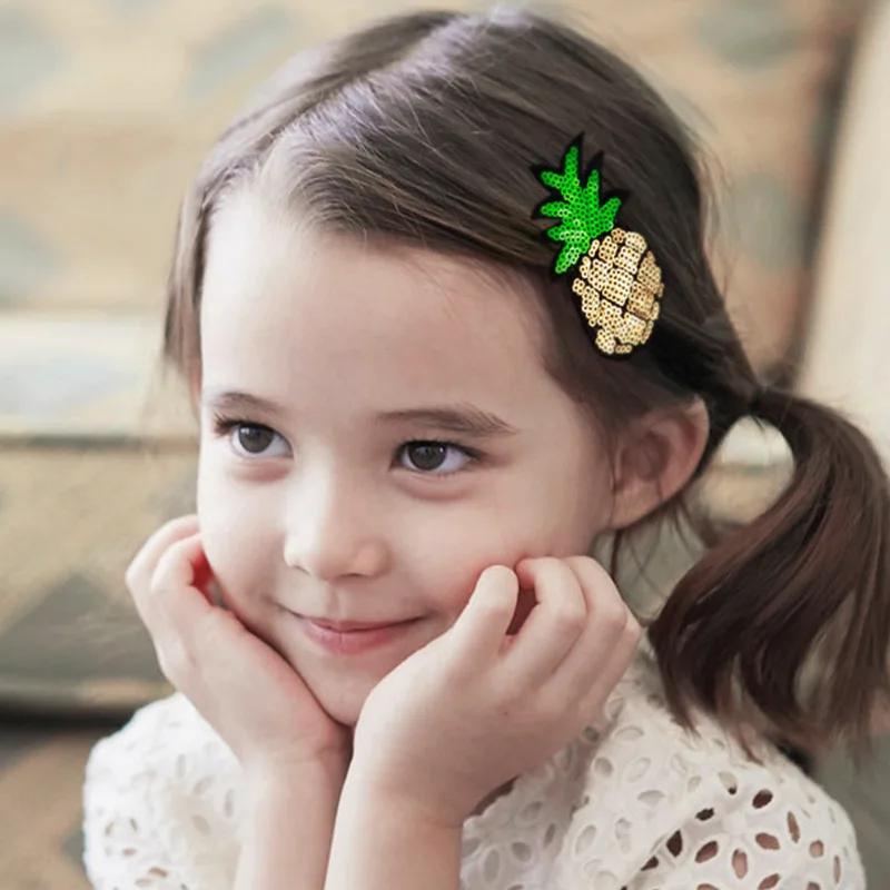 Cartoon Fruit Sticky Post Magic Tape Fringe Hair Sticker Clip Fixed Bangs Patch Stick Artifact Sequins Cute Girls Hair Tiara