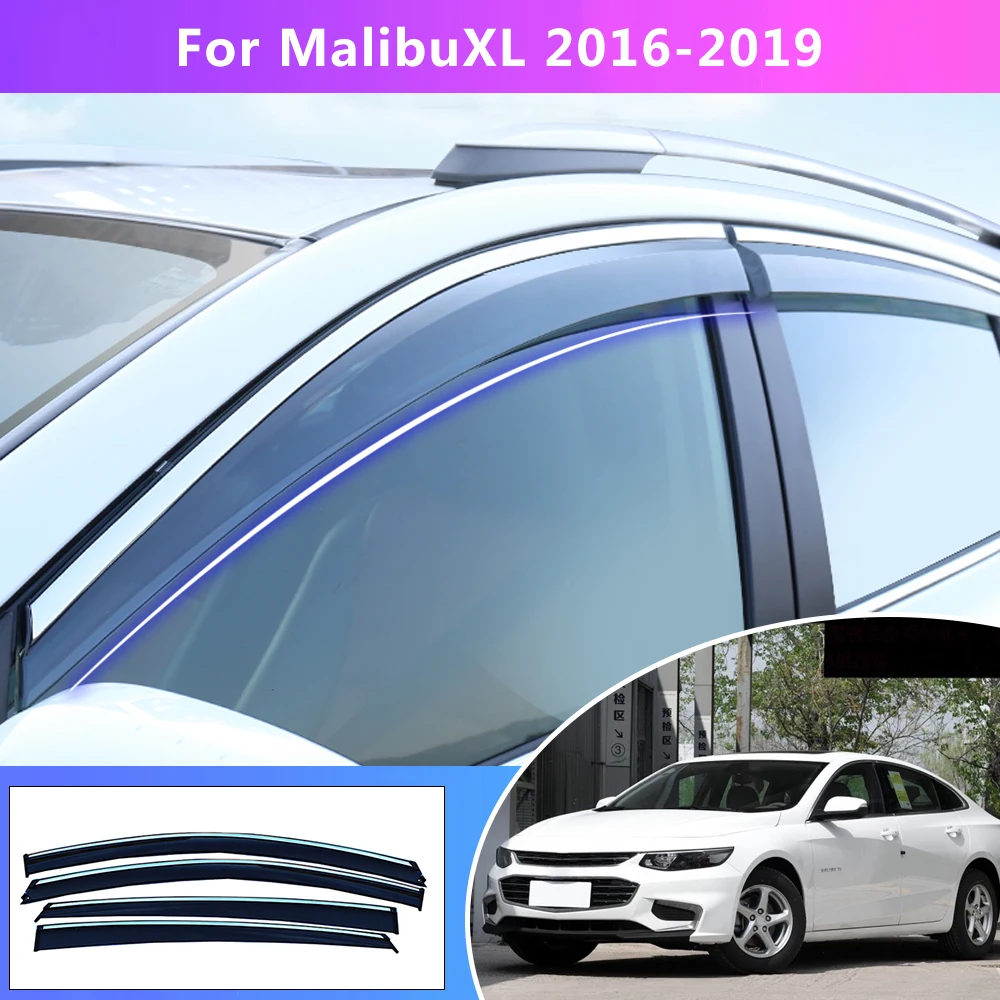 Smoke car window visors sun Rain Guard Wind Deflectors for Chevrolet MALIBU XL 2016 2017 2018 Accessories 4PCS