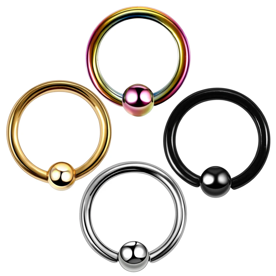 1PC G23 Titanium Captive Bead Ring Ear Hoop Nose Ring Ear Tragus Cartilalge Piercing Labret Nipple Ring Body Jewelry Earring 16G