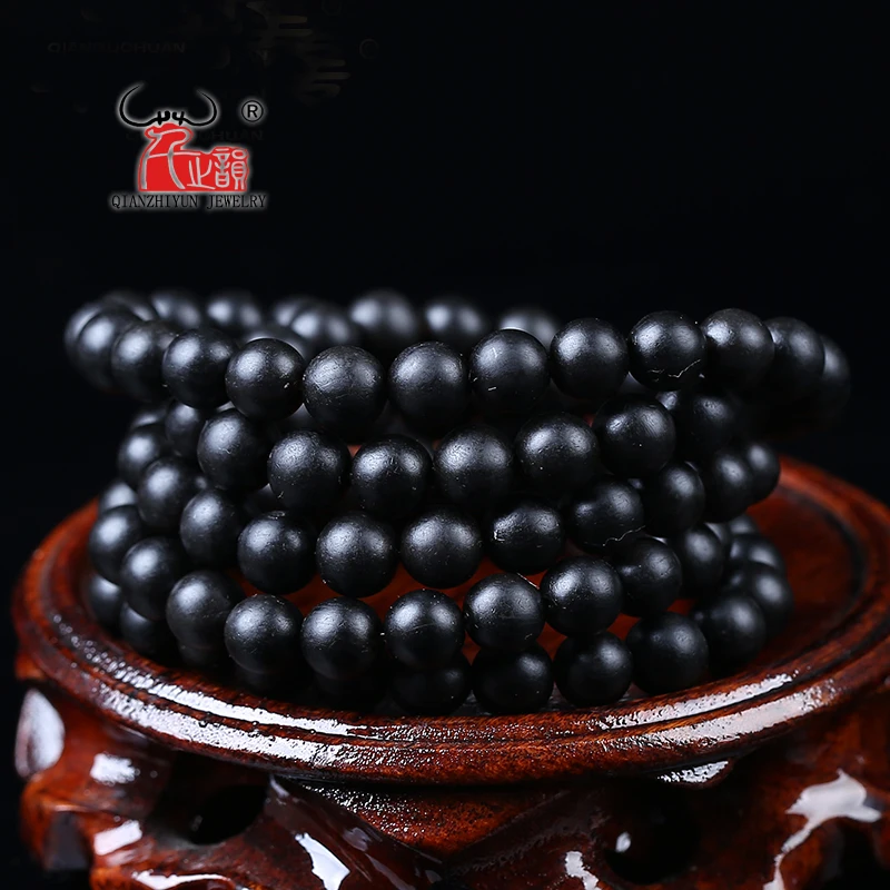 20PCS prayer beads round hand string black buffalo horn vintage hand chain beads DIY handmade necklace bracelet. Hole 1.5mm