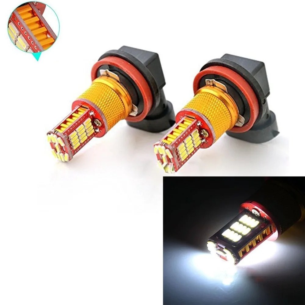 2x H11 LED White 33-SMD Replacement Bulbs Fog Lights DRL Current Regulator for Lada Kalina