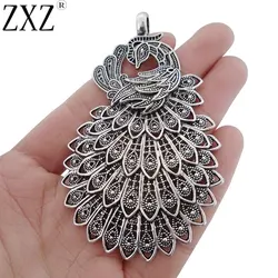 2pcs Large Elegant Metal Peacock Charms Pendants for DIY Necklace Jewelry Making Findings 86x54mm