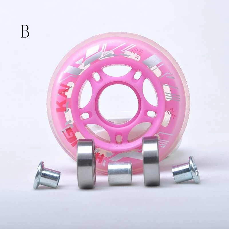 64Mm 70Mm 72Mm Inline Skate Roda Roller Skate Patines Roda untuk Anak-anak Anak Sneaker Roll Ban dengan pengatur Jarak dan Bantalan