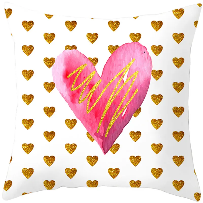 Polyester Peach Skin Pink Hearts Pillow 45x45cm For Sofa Decorative Cotton Throw Pillow Car Decor Couch Pillows