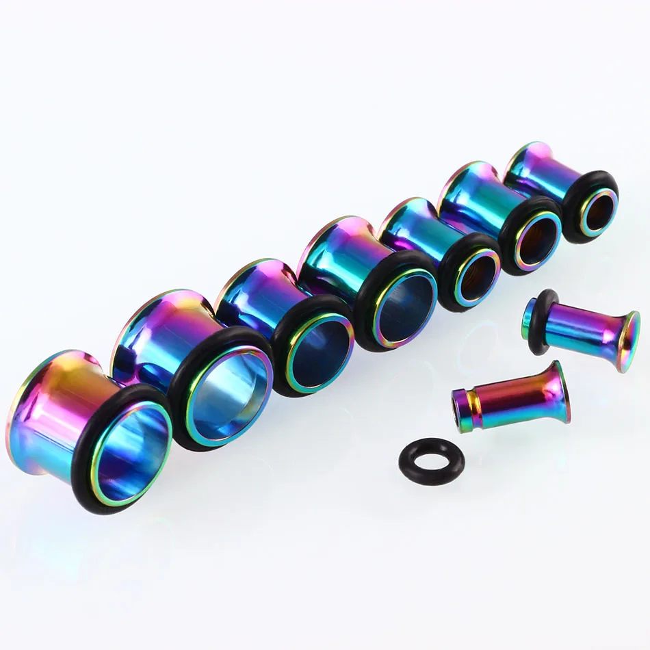 2pcs/lot Surgical Steel Earrings Ear Stretcher Expander with O-Ring 2-25 MM Ear Stretching Plug Tunnel Jewelry Eyelets Gauge Kit