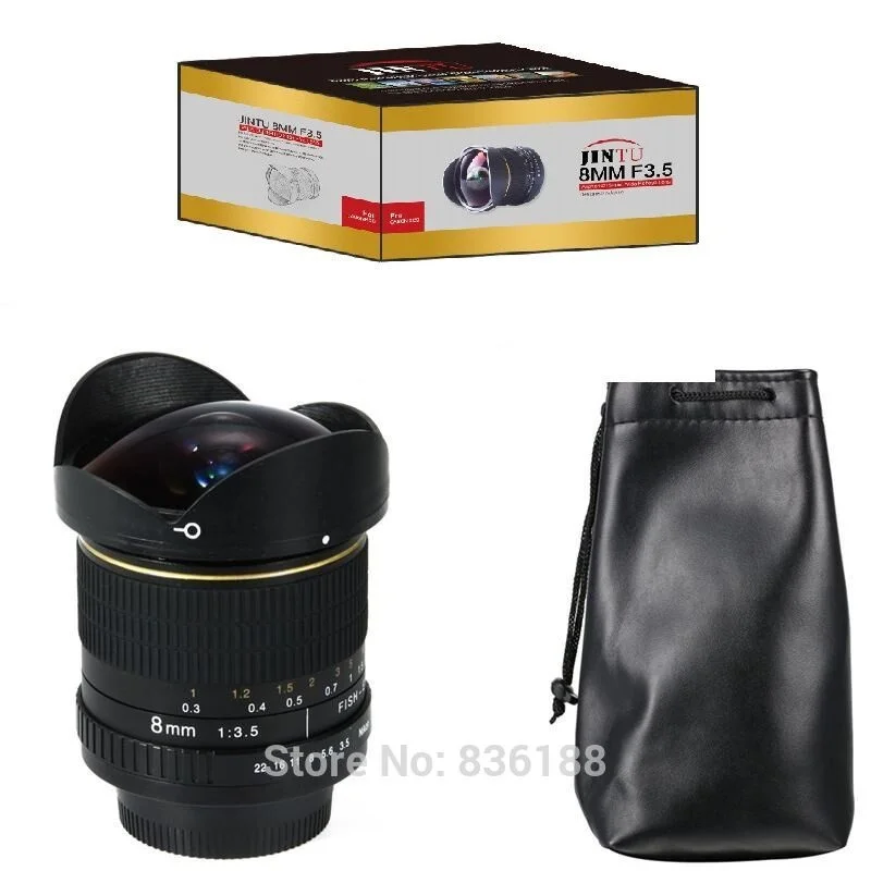 JINTU 8mm F/3.5 Ultra Wide Angle Fisheye Lens for Nikon D5500 D5600 D7500 D3300 D3200 D3500 D90 D7100 D700 D850 SLR Camera