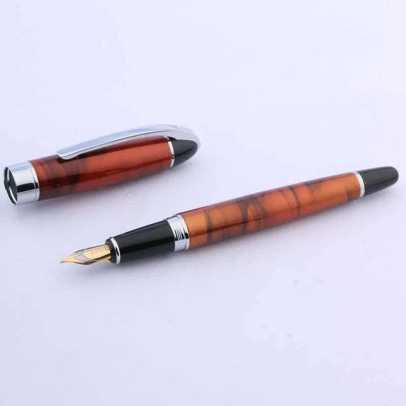 BAOER stainless steel Silver RED Trim STUDENT Nib Fountain Pen