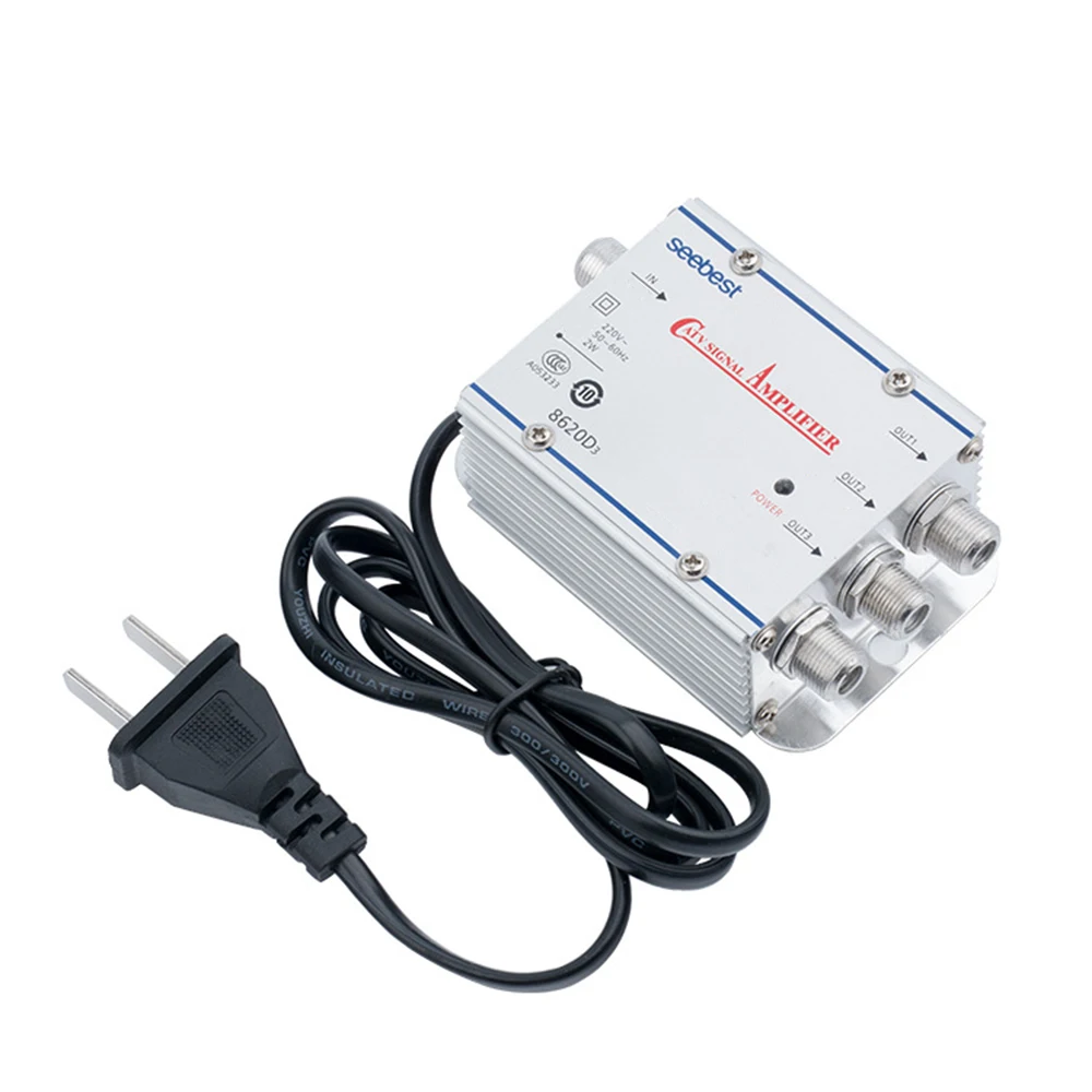 Amplificador de señal de antena de TV Digital, Divisor de Cable CATV ajustable, 1 en 3 salidas, 20dB, 45-860MHz
