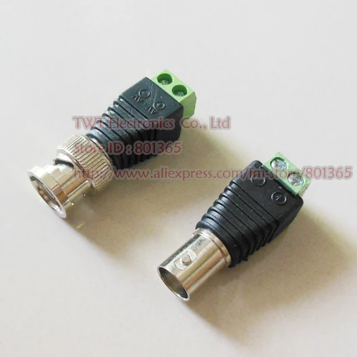 CAT5 To Camera CCTV Video Balun BNC Male+ female AV Screw Terminal Connector,BNC M/F to terminal Block,50Pair,Freee shipping