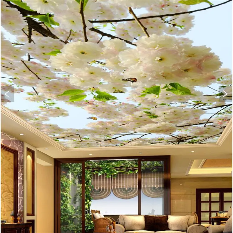 beibehang Photo Wallpaper 3D Fresh flowers blue sky Tree branches Wallpaper Sofa Backdrop Mural Wall Paper Papel De Parede