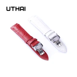 UTHAI B08 High Quality Woman 20MM 22MM Watchbands 12-20mm Watch Butterfly buckle Band Steel Buckle Strap Wrist