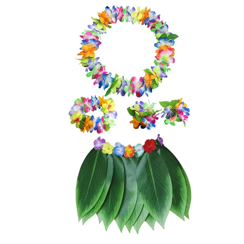 5pcs/set children Turtle Leaves Hawaiian Dance Costumes girls Hula Skirt Hawaiian Party  Grass Clothing Dress jungle costume image 3