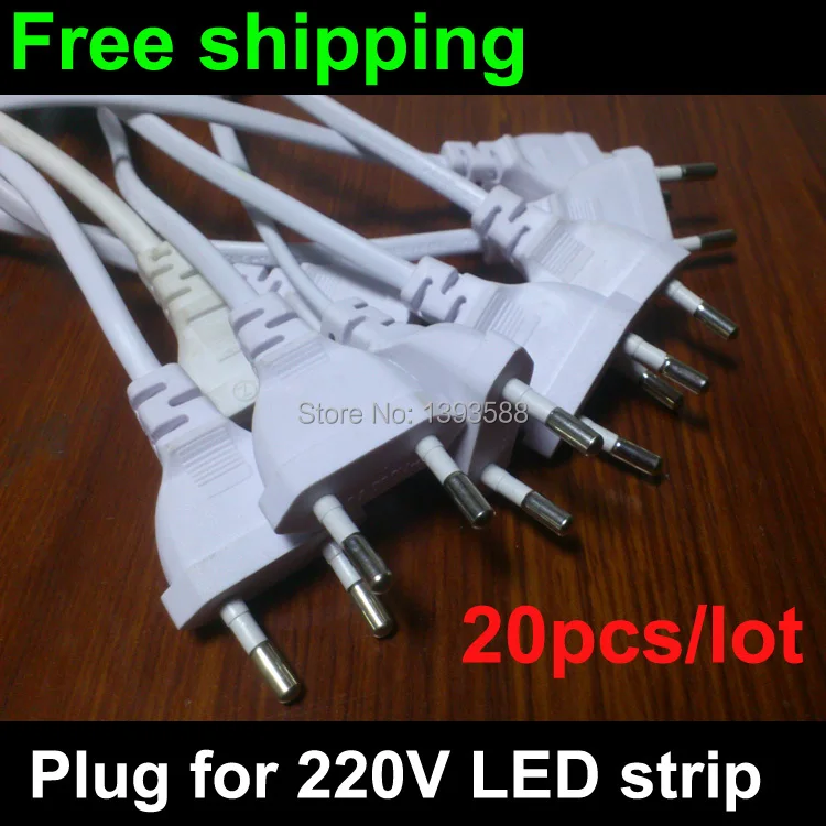 20pcs/lotled strip 220v plug SMD5050 Flexible LED strip connector(power supply plug) AC230 240V EU.plug for led tape