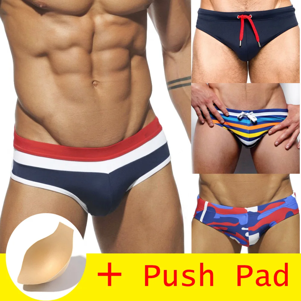 Hot Style Sexy Swimwear Men Brief With Pad Plus Size Swimsuit Waterproof Swimming Trunks For Bathing Swim Shorts Sunga badpak