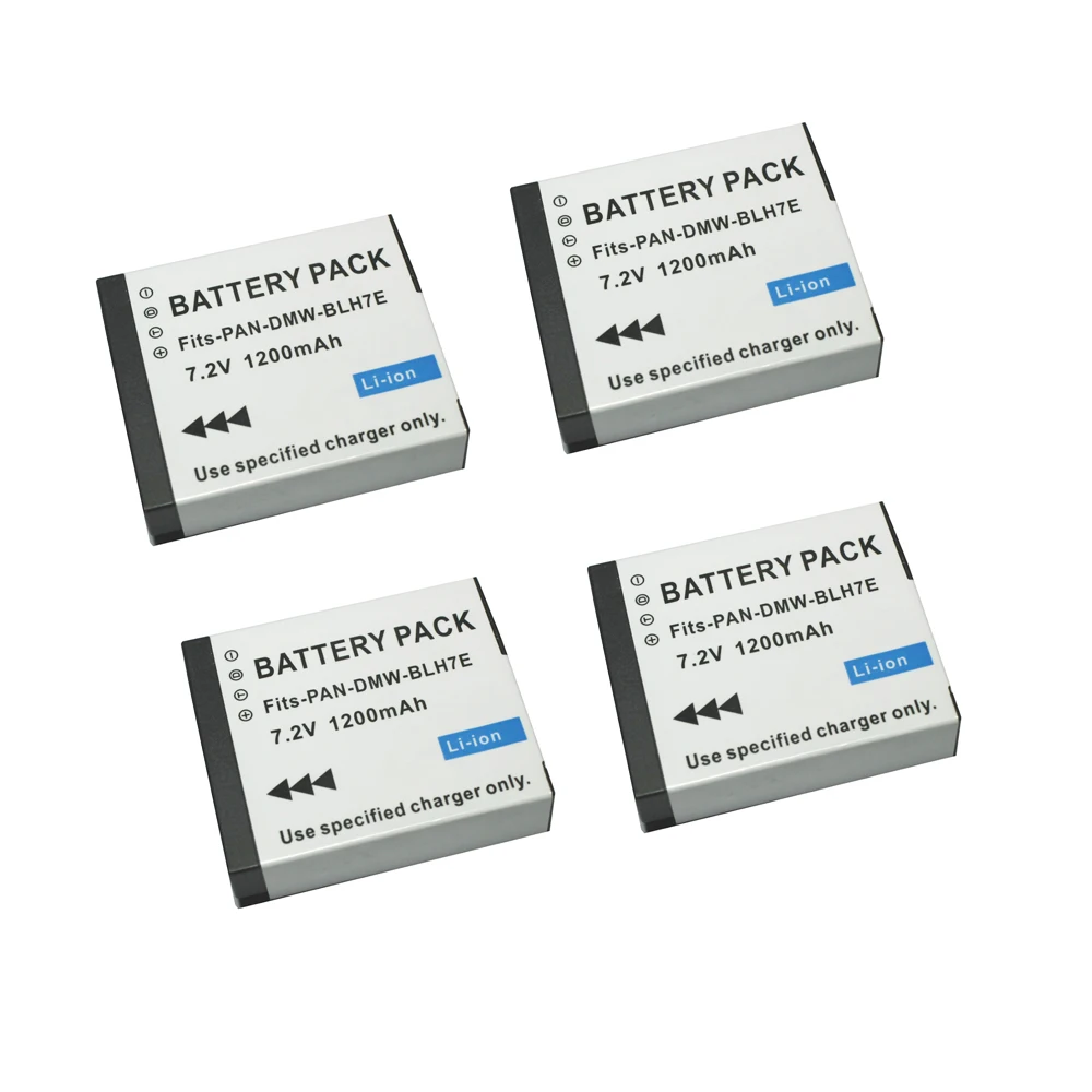 

4Pcs 1200mAh DMW BLH7 DMW-BLH7 Li-Ion Battery Pack for Panasonic Lumix DMC-GM1 GM1 DMC-GM5 GM5 and DMC-GF7 GF7 Digital Cameras