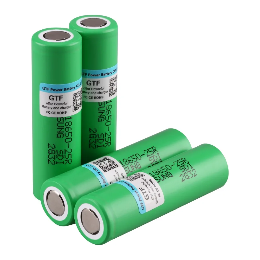 GTF 18650 25R Battery 3.7v 2500mah 18650 Rechargeable Lithium Battery INR18650 25R 20A Discharge for E-Cigarette LED Flashlight