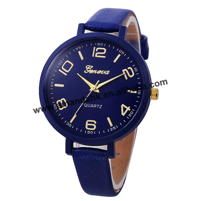 

Wholesale Geneva Thin Bracelet Leather Woman Watch Hot Big Number Lady Watch Fashion Men Women Casual Dress Wristwatches