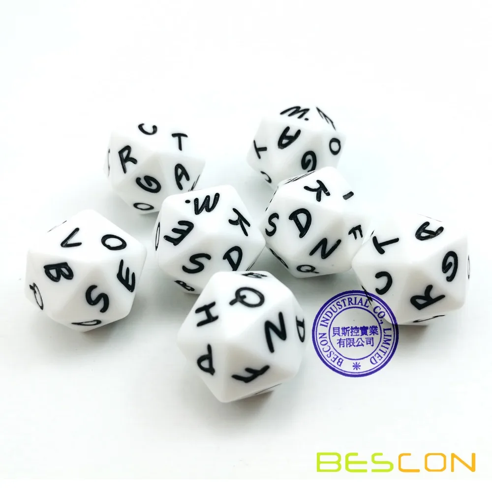 Bescon Alphabet Dice 20 Faces A-T Uppercase, 20 Sides Letter Dice, 3pcs Set