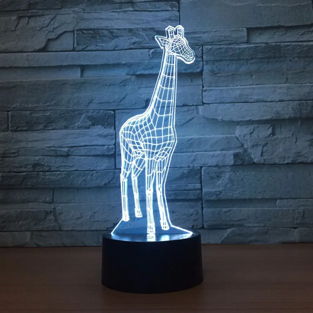 Lámpara 3D de jirafa para niños, lámpara de noche Led RGB de 7 colores, táctil, USB, para mesa, para dormir, novedad, envío directo