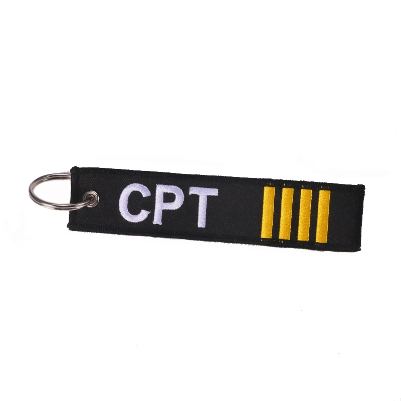 Remove Before Flight Captain Key Chain Jewelry Safety Tag Embroidery CPT Key Ring Chain for Aviation Gifts Luggage Tag Label