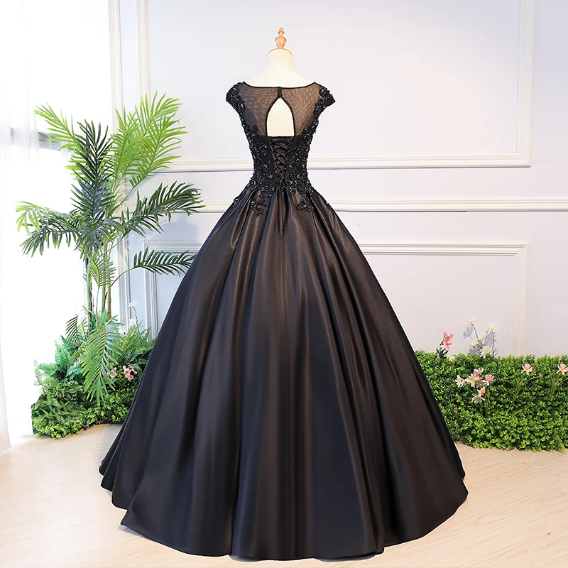 Robe de bal noire en dentelle, tenue de bal, 15, 16, bouffantes, pour les 15 ans, 2020